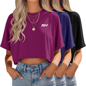 Camiseta Corta Moderna, Ropa Casual para Mujer, Atuendo Urbano Elegante, Top de Algodón Transpirable, Camiseta Corta Ajustada, Prenda de Moda - Product Image 4
