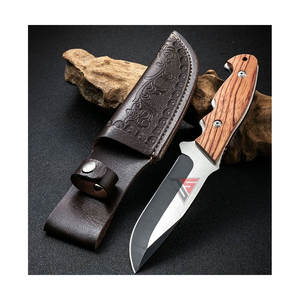 Gaine en cuir de conception en relief de couteau de chasse de camping extérieur pour la lame fixe, fil solide, boucle de ceinture - Product Image 1