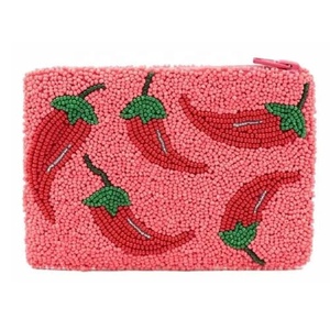 Pochette à monnaie perlée à carreaux rose et blanc avec fermeture éclair, mini pochette de rangement pour espèces, cartes et maquillage, pochette cadeau pour fête - Product Image 6