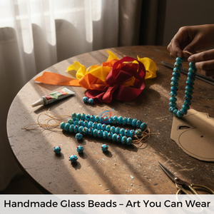 Cuentas de Vidrio Lampwork Azul Claro Premium de EXCEL EXPORTS, Hebras de 8 Pulgadas, Patrón Artístico de Puntos Rojos |   Suministros para la Fabricación de Joyas y Manualidades - Product Image 4