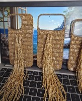 Étui de téléphone décoratif fait main en perles, thème océan bohème, avec feuille d'argent et d'or