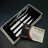 Pince à épiler en acier durable plaqué or blanc, pointes inclinées et pointues, pince à épiler pour sourcils avec ciseaux à ressort pour sourcils et cils