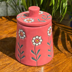Luxury Ceramic <b>Storage</b> Jar Floral Bloom Design Airtight Lid Durable <b>Kitchen</b> Organizer Decorative Container - Product Image 1