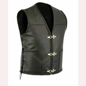 Nuevo Chaleco de Cuero Genuino Personalizado a la Moda, Chaleco Casual con Cuello en V, Chaleco de Motociclista sin Mangas para Hombre - Product Image 1