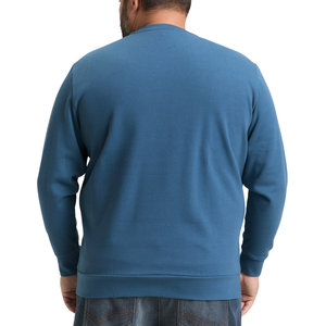 Plus Size Men's Knitted Plaid Sweatshirt <b>Round</b>-Neck Lightly <b>Brushed</b> Lining Breathable Anti-Pilling Regular Fit Straight Cut - Product Image 4