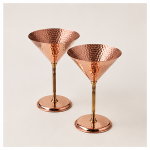 Wholesale Eco-Friendly Solid <b>Copper</b> Martini Glasses Hammered Metal Barware Drinking <b>Cup</b> Shatterproof Vintage Wine Goblets - Product Image 1