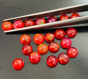 พลอยโอปอลสีแดงทรงกลมเจียระไนแบบบริลเลียนท์ สำหรับทำเครื่องประดับ ผิวขัดเงาสีรุ้ง - Product Image 5
