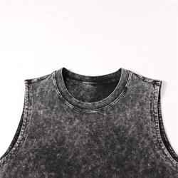 Débardeur de sport oversize court streetwear, coupe personnalisée, sans manches, tricoté, col en V, 100 % polyester, respirant, couleur unie, séchage rapide, pour homme - Product Image 3