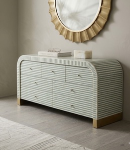 Buffet console arqué moderne avec aspect marbre pour salon, entrée et chambre à coucher - Product Image 2
