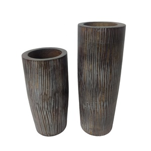 Jarrón alto para centros de mesa boda 100% mango indio madera marrón antiguo hecho a mano Hogar y jardín decoración florero jardineras - Product Image 4