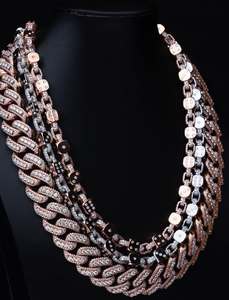 Chaîne cubaine 3 maillons de haute qualité 12mm 13mm 14mm en moissanite, bijoux hip-hop en argent massif 925, prête à être expédiée - Product Image 6