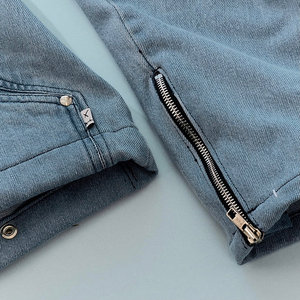 Veste pour homme en denim de coton personnalisée OEM Veste de travailleur à capuche zippée unie délavée vintage de haute qualité pour hommes - Product Image 5