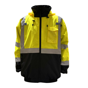 Hi Visibility <b>Work</b> Jacket Men Polyester <b>Waterproof</b> Reflective Windproof Safety Protective Uniform Yellow Green Orange - Product Image 2