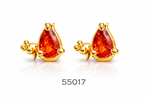 ต่างหูประดับพลอยสีแดงชุบทองพรีเมียมสำหรับเครื่องประดับสตรี - Product Image 2