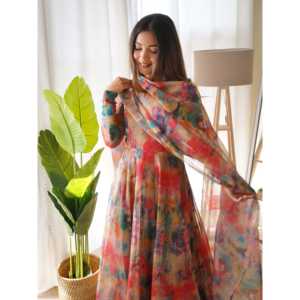 MUSKAN ZORRO AZUL CIELO GEORGETTE: - Product Image 2