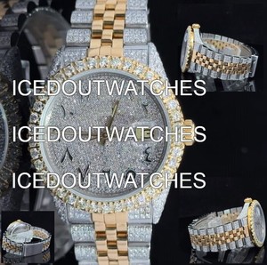 Montre Chronographe de Luxe pour Homme Bicolore Sertie de Diamants VVS1 et Moissanite, Mouvement Quartz ETA, Cadran en Verre Saphir, Style Affaires - Product Image 2