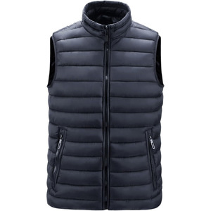 Gilet matelassé jaune moutarde pour homme, col montant, fermeture éclair, coupe-vent, vêtement d'extérieur décontracté, design uni pour l'automne - Product Image 4