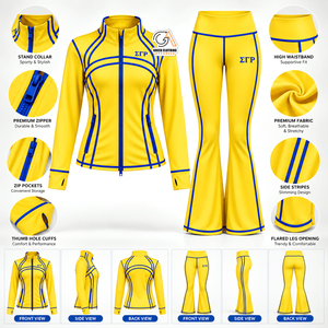 Ropa Griega, Conjunto Deportivo de Invierno de Algodón 100% Amarillo, Talla Grande, con Bordado de Sigma Gamma Rho Sorority - Product Image 5