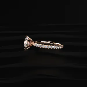 Bague de fiançailles pavée de diamants ronds de 0,5 ct, bijoux de mariée de luxe, bague de mariée étincelante, bague certifiée IGI, bague en diamant VVS-VS - Product Image 3