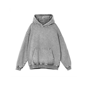 High Quality 100% Cotton Fleece Eco-friendly Lined Acid <b>Washed</b> Stone <b>Washed</b> Vintage Winter Hoodie Multi Colors Regular Fit Men's - Product Image 6