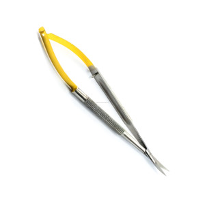 Portaagujas Castroviejo de 12.5cm, Dorado, Curvo, Micro Tijeras, Instrumentos Quirúrgicos Manuales Reutilizables de Alta Calidad - Product Image 1