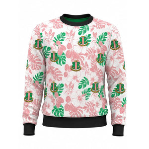 For Sweatshirt <b>Pink</b> <b>Green</b> Crewneck Unisex Casual Winter Wear Color Blocking Design Polyester/Cotton French Terry - Product Image 5