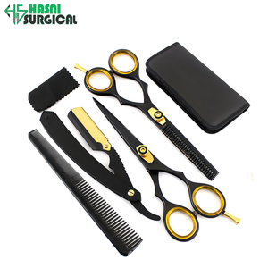 Surgical Instruments Manufacturer Pakistan Barber Hair Cutting and <b>Thinning</b> Scissors Kit with Straight Razor - Product Image 1