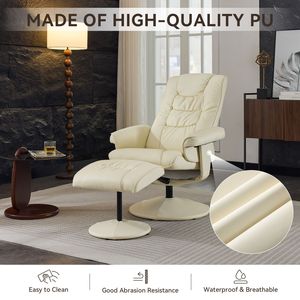 Sillón Reclinable para el Hogar 015 con Reposapiés, Giratorio 360 Grados, 5 Modos de Masaje, Reclinable de Cuero PU con Respaldo Ajustable - Product Image 2