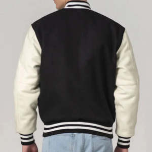 Wholesale Custom latest designs Long Sleeve Winter <b>Jacket</b> <b>Plain</b> Blank <b>Varsity</b> Letterman <b>Jacket</b> for men - Product Image 5