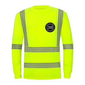 Conception de logo personnalisé, chemise de travail à manches longues haute visibilité, polyester, réfléchissant, sécurité, LED clignotante, étiquette privée, t-shirt fluorescent - Product Image 1