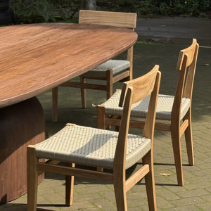 Minimalist Durable Wood Dining Chair with Sustainable Solid <b>Oak</b> <b>Frame</b> and Breathable Rattan for Upscale Cafes and Homes - Product Image 1