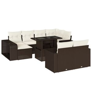 Conjunto de Sofá de Jardín de Ratán PE Marrón con Acero con Recubrimiento en Polvo y Vidrio Templado, Muebles de Exterior Premium - Product Image 2
