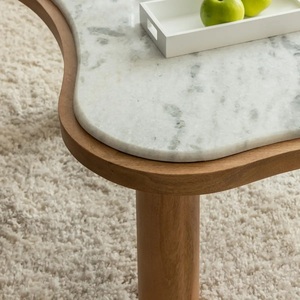 Mesa de centro Vandana Nimbus Optima en madera de mango y mármol - Product Image 5