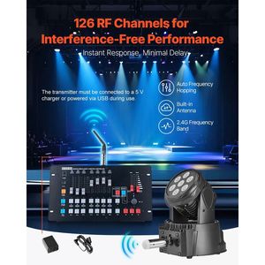 DMX <b>Wireless</b> <b>Receiver</b> 7 <b>Receivers</b> 1 Transmitter 2.4G ISM Band 656 ft Range Rechargeable Battery for Stage Lighting Equipment - Product Image 2