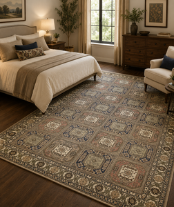 Turkish <b>Wool</b> Rug Traditional Vintage Design Artisan <b>Crafted</b> Area Rug Classic Home Decor Carpet Natural <b>Wool</b> Textile - Product Image 2