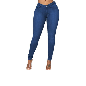 Jeans de mezclilla ajustados casuales para mujer, estilo sexy, con efecto desgastado, bordados personalizables, cintura alta, color liso, lavables - Product Image 6