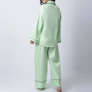 Conjuntos de Pijamas de Seda/Algodón Satinado para Mujer, Elegantes y Personalizados, Manga Corta, Ropa de Dormir y para Estar en Casa - Product Image 4