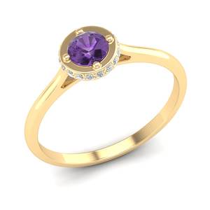 Anillos de Amatista de Corte Redondo de 0.5 Quilates, Diseño Nuevo REYES, para Mujer, Venta al por Mayor, Oro Amarillo de 14K, Anillos de Joyería Fina Hechos a Mano - Product Image 2