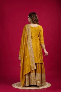 Salwar Kameez Tradicional Pakistaní Indio para Mujer, Seda Chinnon Pesada, Completamente Cosido, Listo para la Temporada de Bodas y Festivales FATEMA - Product Image 5