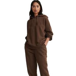 2025 personnalisé marron à capuche Joggers ensemble femmes 2 pièces ensemble survêtement à capuche survêtement automne Streetwear vêtements respirants - Product Image 1