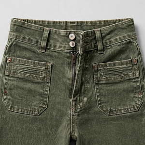 Jeans de Mezclilla de Cintura Alta y Pierna Ancha para Mujer, Color Sólido, Estilo Casual de Algodón, Largos, para Otoño - Product Image 5