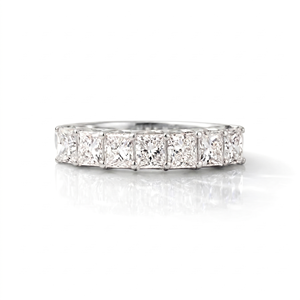 Bague de fiançailles demi-éternité en or massif 10K 14K 18K avec diamant de laboratoire taille princesse, couleur DEF, clarté VS VVS, certifiée IGI, vente en gros - Product Image 3