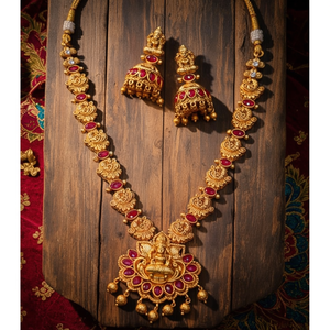 Ensemble de collier de temple exquis en pierre de Pota perlée - 10575504PK - Product Image 3
