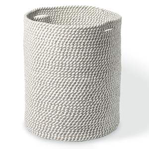 Cesta de Lavandería de Mimbre de Algodón Reciclado, Cesta de Almacenamiento de Cuerda Tejida Blanca y Gris Melange para Juguetes, Toallas, Sala de Estar - Product Image 1