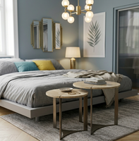 Ensemble de tables d'appoint gigognes modernes avec plateau en marbre, structure en acier inoxydable, tables d'appoint rondes de luxe pour la décoration d'hôtel