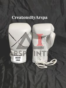 Gants de boxe de sparring blancs à lacets, fabriqués en usine, neufs, de qualité supérieure, style gagnant, les plus vendus, à doigts entiers - Product Image 1