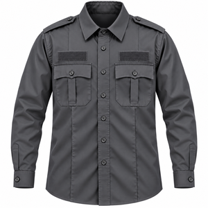Camisa de Trabajo de Manga Larga de Alta Calidad para Guardias de Seguridad, con Botones y Bolsillo Frontal, Logotipo y Marca Personalizados - Product Image 1