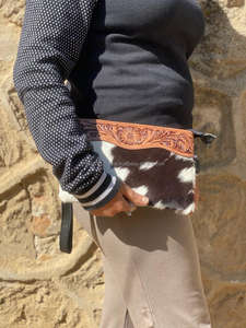 Vente chaude usiné fourrure cuir pochette sac à main portefeuilles attrayant cuir bracelet pochette femmes conçu sac à main - Product Image 2