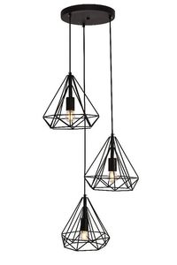 Industrial Geometric Pendant Lights Wood Metal Cage <b>Ceiling</b> Lamp Multi Piece Home <b>Decor</b> - Product Image 2
