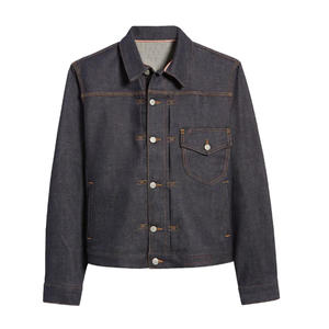 Boxy Denim <b>Jacket</b> For <b>Men</b> Plain Color Washed Jean Coat Workwear Style Casual Outerwear Private Label Wholesale <b>Trucker</b> <b>Jackets</b> - Product Image 4